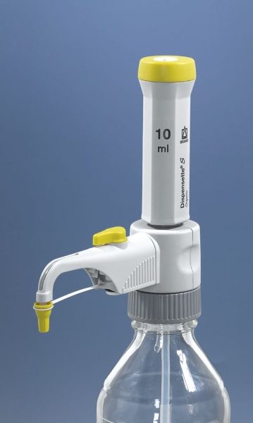 Bottletop Dispenser Dispensette® S Organic, Analog-Adjustable, De-M Marking, 1-10ml, without Recirculation, Valve 1 * 1 Item